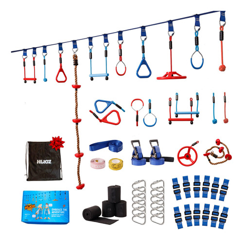 Kit Slackline Heroz De 20 Metros Para Niños 10 Accesorios Di