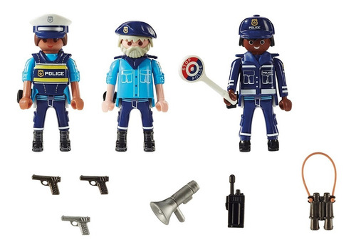 Bloques Para Armar Playmobil Set Figuras Policía 18 Piezas