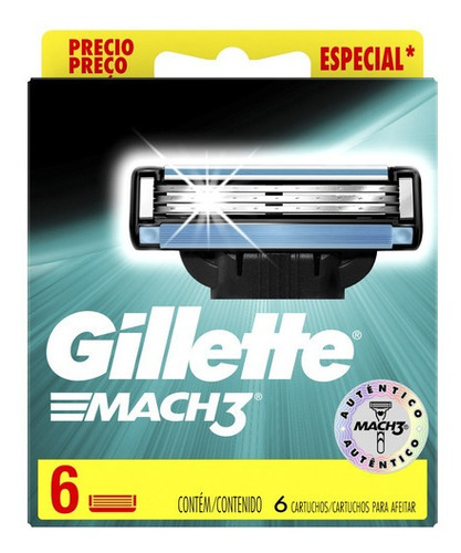Gillette Mach 3 Repuestos Para Afeitar 6 Unidades