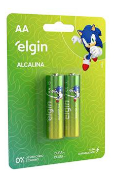 Pilha Bateria Alcalina Pequena Aa C/2 Peças Elgin