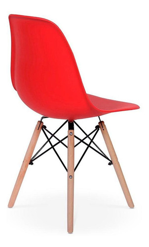 Mesa Redonda Aline 70cm Preta Com 2 Cadeiras Eames Eiffel Cor Vermelho