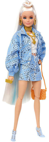 Boneca Barbie Extra 16 Conjunto Azul Com Óculos E Pet Mattel