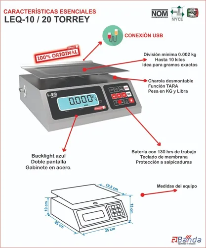 Bascula Torrey Gramera 10 Kg Leq 10 20 Conexi n A Pc Rbanda