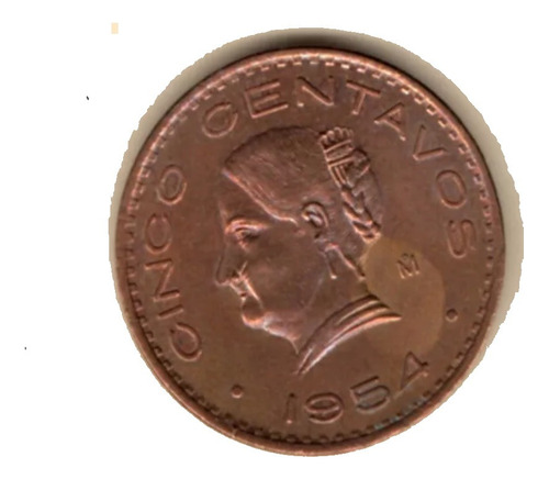 Moneda Antigua Cinco Centavos De Cobre Josefa Grande 1954 C5