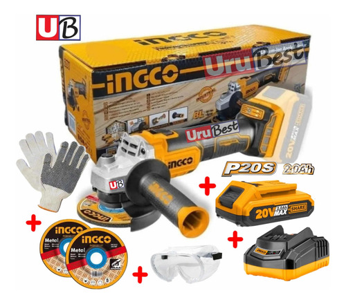 Imagen 1 de 5 de Amoladora Brushless 20v Batería + Carg Ingco Cagli201158 *ub