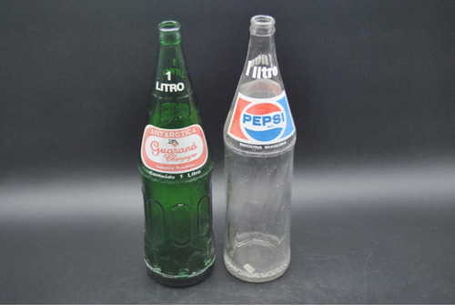 Antigua Botella Pepsi Guaraná 1l Brasil Logo Vidrio Vintage