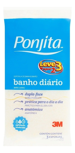 Esponja Para Banho Ponjita 3m Embalagem Com 10 Unidades