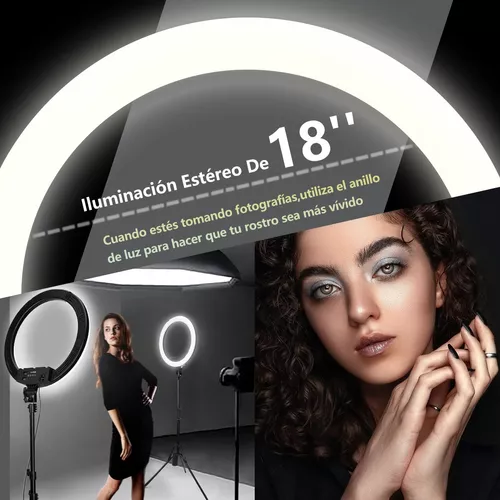 Kit Aro De Luz Profesional 18 Con Tripode Para Foto Estudio Videos  Maquillaje 