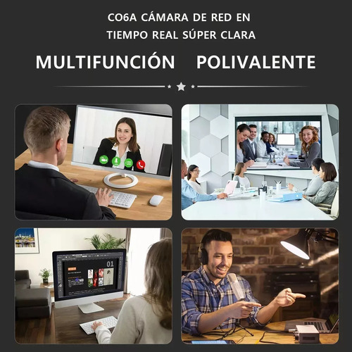 Cámara De Red 4k Con Micrófono De Luz De Anillo Para Pc Mac