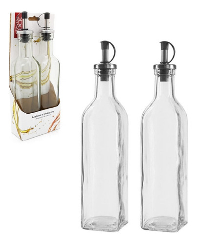 Set Vinagrero Y Aceitero 350ml Vidrio 24,5cm Crystal Rock