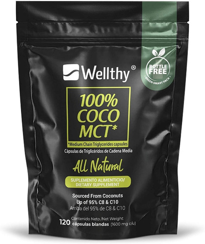 Wellthy 100% Coco Mct All Natural 120caps Sabor Neutro