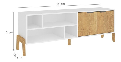 Rack - Mesa De Tv Hasta 60 Pulgadas - 141x051x036 - 1603 Color Blanco / Wood