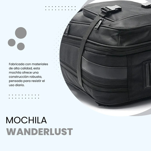 Mochila Wanderlust Go 18 Pulgadas Para Viaje Trabajo Universidad Con Puerto Usb Porta Notebook Cinta Para Carry On Hebillas Laterales Y Compartimento Expandible Espalda Acolchada