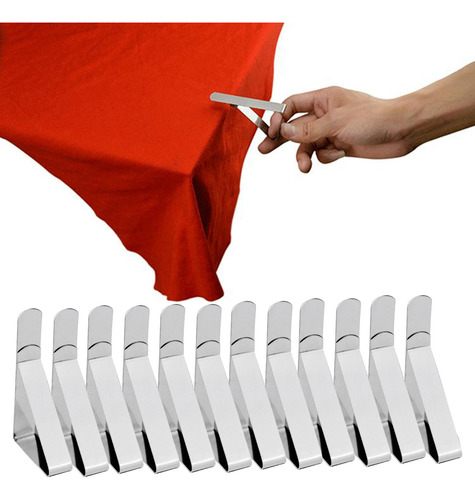 12pcs Toalla Clips Mesa De Picnic Funda Abrazaderas, Acero