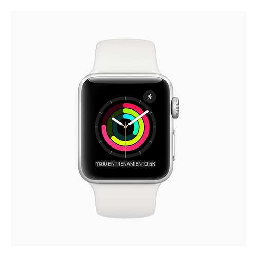 Imagen 2 de 6 de Apple Watch Series 3 (GPS) - Caja de aluminio plata de 38 mm - Correa deportiva blanco