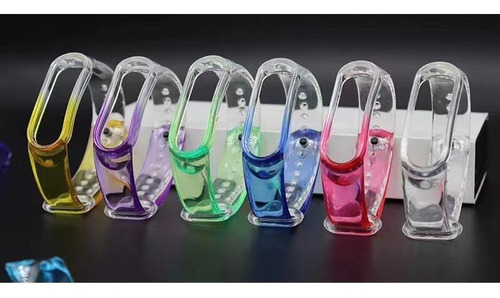 Imagen 4 de 5 de Malla Pulsera Silicona Transparente Bi Color Mi Band 5 Y 6