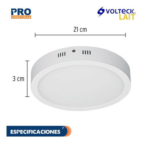 Imagen 4 de 4 de Luminario Led 18w, Redondo De Sobreponer Volteck 46715