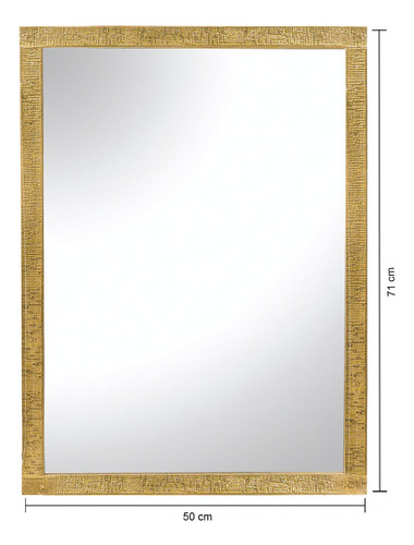 Espejo Decorativo Elegante Rectangular Moderno 71 X 51 Cm Marco Dorado