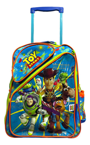 Mochila Con Carro Rueditas Toy Story Escolar Woody Buzz ++ Color Celeste