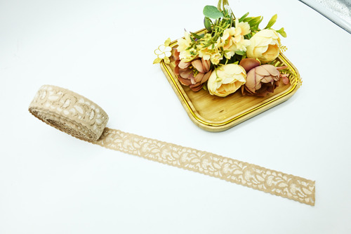 Rollo De Encaje 500m Encaje De Alta Calidad 3cm. Ven001 Beige