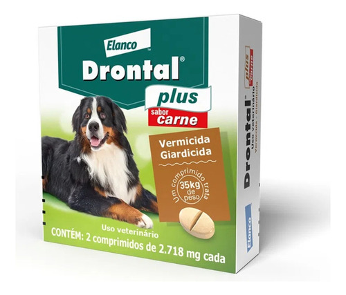 Vermífugo Drontal Plus Sabor Carne Cães 35kg 2 Comprimidos