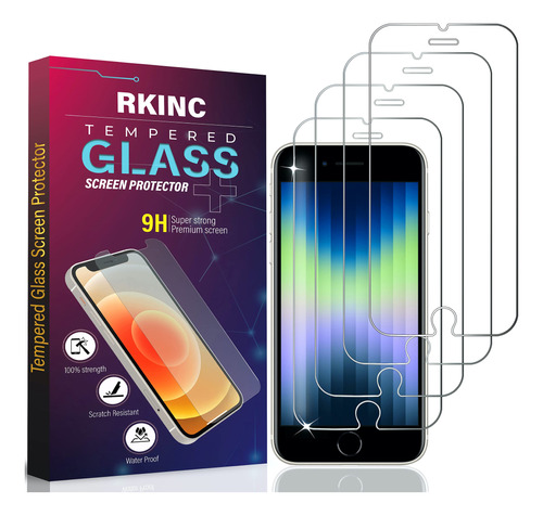 Rkinc Protector De Pantalla [4 Unidades] Para iPhone SE 3 20