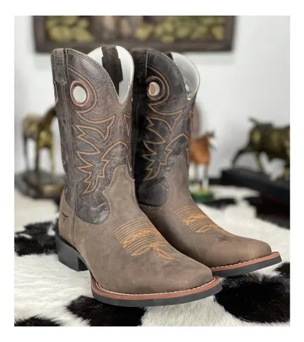 Bota texana masculina deals sola de couro