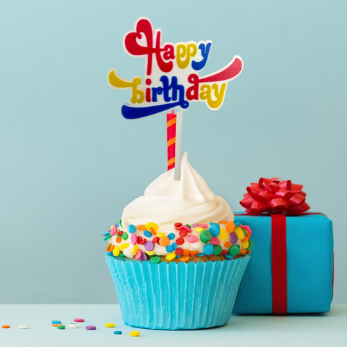 Velas De Cumpleaños Doradas Y Caketopper Happy Birthday Pack