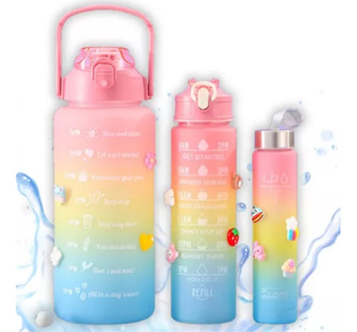 Botellas Motivacionales Para Agua Pack De 3 