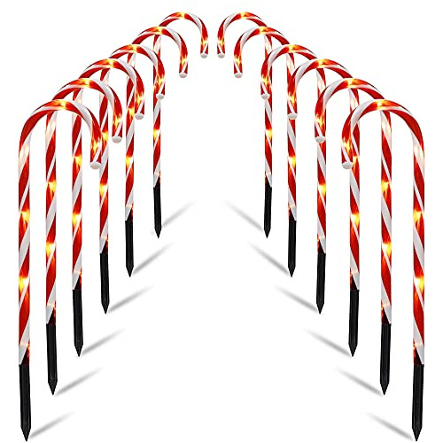 Christmas Outdoor Candy Cane Lights, 12 Pcs Christmas P...