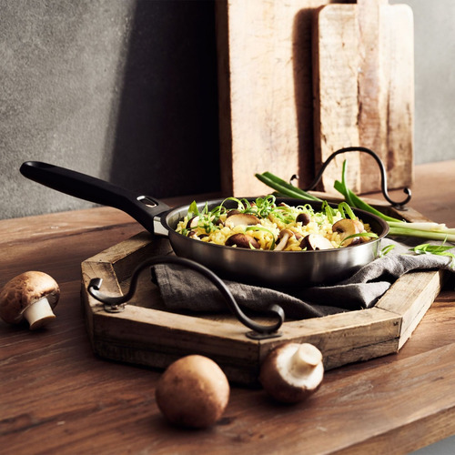 Ballarini Wok De Acero Inoxidable 28cm Mod. Pesaro Color Plateado