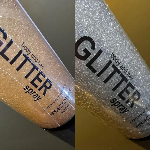 2 Unidades - Spray Glitter Removível Cabelo Dourado E Prata
