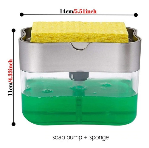 Imagen 7 de 9 de Dispensador De Lava Lozas Manual Con Esponja Con Recipiente