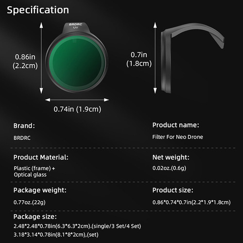 Set De Filtros De Lente Drone Uv/cpl/nd Para Dji Neo