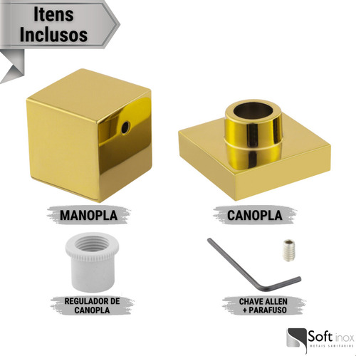 Kit 2 Acabamentos De Registro Padrão Deca Quadrado Dourado em Metal