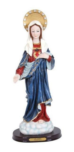 Escultura Sagrado Coração De Maria Manto Azul 58cm