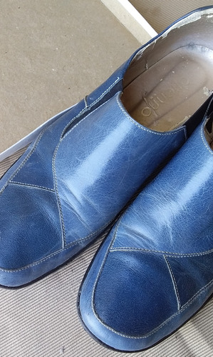 Zapatos Mujer Usados 39 Azul Elást. Laterales Planta Goma