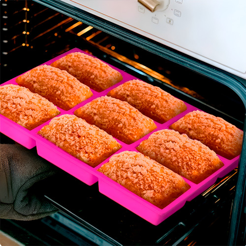 Molde Bandeja Culinária Retangular 9 Cavidades Silicone