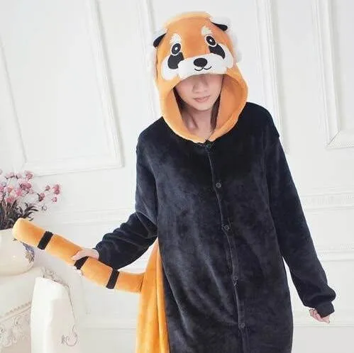 Pies suaves cama Conciencia Pijama Disfraz Kigurumi Mapache O Panda Rojo Kawaii