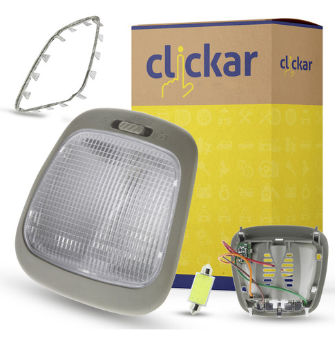 Lanterna Luz Teto Gol Saveiro G2 G3 G4 C/temp + Moldura Led