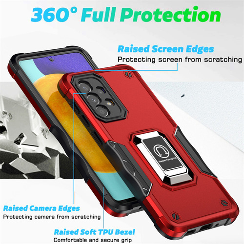 Funda Armor Para Samsung Galaxy A73 A53 A33 A23 A13 A04s 4g 5g Coque Ring Stand, A Prueba De Golpes, Soporte Magnético, Protección Trasera