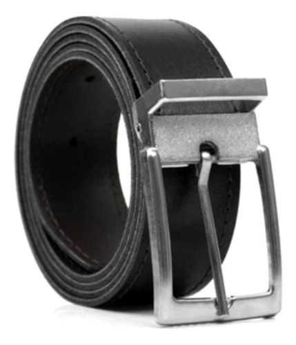 Cinto Social Couro Sintético Dupla Face Com Fivela Masculino Cor Preto E Marrom Desenho Do Tecido Liso Tamanho 120
