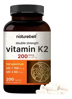 Vitamina K2 Mk7 Mk4 Full Spectrum 200 Mcg 200 Capsulas