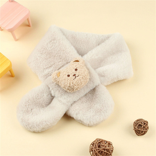 Cartoon Bear Baby Scarf Soft Plush Winter Neck Warmer Fashio