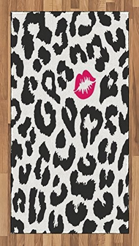 Ambesonne Safari Area Rug, Leopard Cheetah Animal Print Kiss