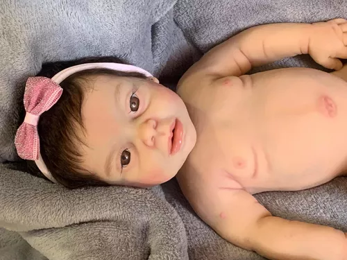 Bebê Reborn de Silicone Sólido Mama e faz xixi Hiper Realista Pode dar Banho