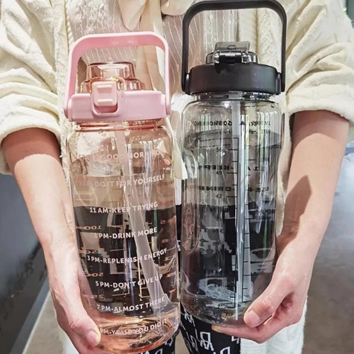 Nuevo Botella De Agua De 2 Litros Con Pajita, Botella