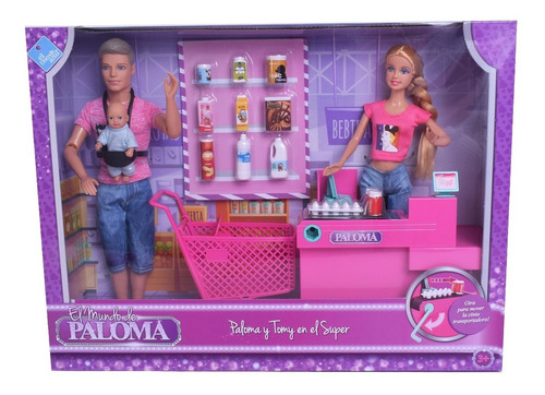 Imagen 2 de 8 de Muñeca Paloma Y Tomy En El Supermercado Simil Barbie