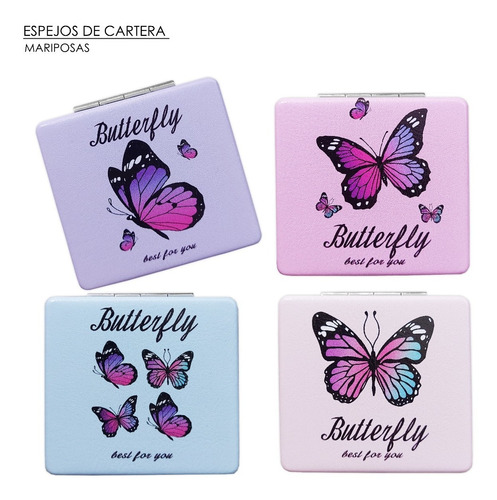 Espejo Plegable De Cartera / Diseño Mariposa