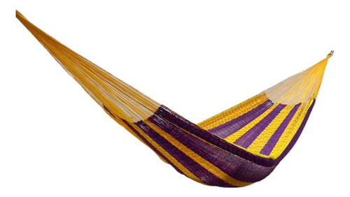 Hamaca Yucateca Artesanal King Size Hilo Grueso Nylon Amarillo Rojo Y Azul
